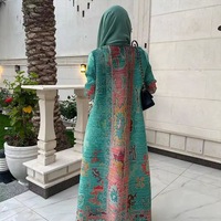 Manteau long imprimé turquoise pour femmes musulmanes, moderne, élégant, modeste, traditionnel, style Dubaï, chic, pour tous les jours et les fêtes