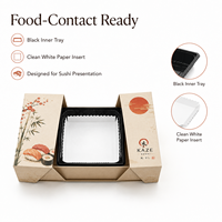 Boîte à sushi rigide certifiée sécurité alimentaire, gaufrage, biodégradable, écologique, emballage cadeau personnalisé pour la livraison alimentaire en UE