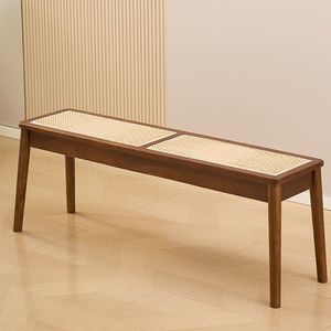 Chaise de salle à manger en bois avec assise en rotin tressé, design contemporain pour salle à manger - Meubles écologiques pour la maison - Product Image 3