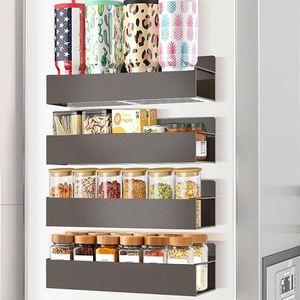 Accessoires de cuisine, organisateur d'épices, support de rangement pour condiments, lot de 4, étagère à épices magnétique mobile pour réfrigérateur - Product Image 1
