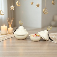 Pot à fruits secs avec couvercle motif étoile et lune, centre de table pour la maison et les fêtes, pot de rangement en métal pour bonbons et snacks, décoration