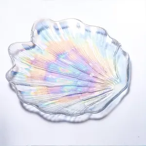 Aeofa creativo piatto di vetro colorato per uso domestico conchiglia marina piatto di frutta piatto snack