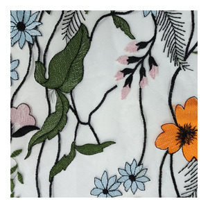 B-552 White Color <strong>Net</strong> Design Lace <strong>Sequin</strong> Velvet Polyester Multi Color Embroidery <strong>Fabric</strong> - Product Image 2