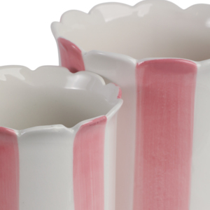Vasi in Ceramica con Bordo Smerlato a Righe, Decorativi per Interni ed Esterni, per Giardino e Casa - Product Image 6