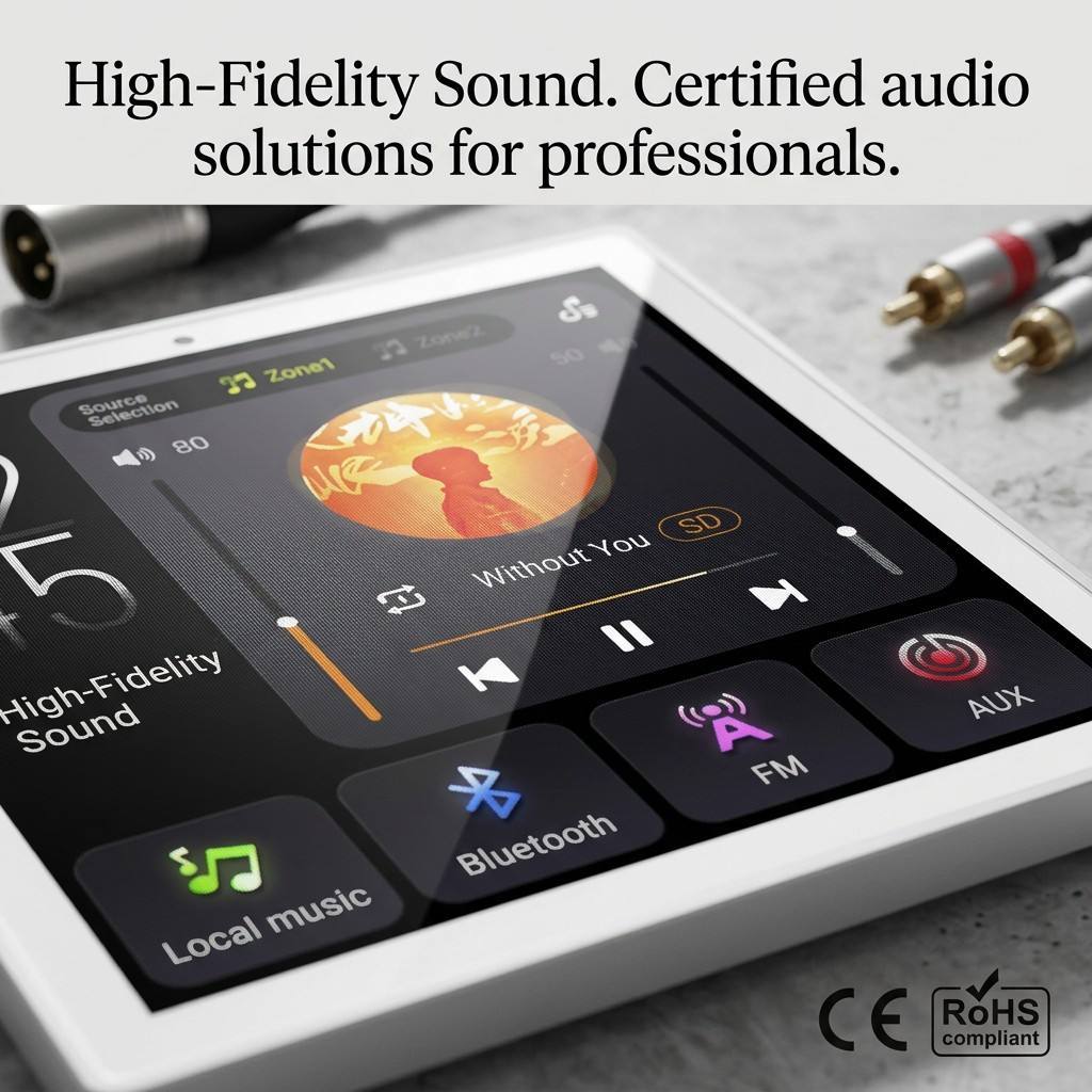 Tianlai 86X Two Zone Smart Home Background Music System Audio Control Panel LCD Touch Screen for Villa · image 2