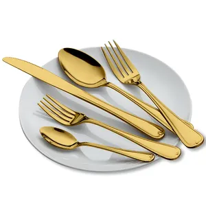Ensemble fourchette et couteau cuillère de luxe avec logo personnalisé à bas prix ensemble de couverts en or ensemble en or de mariage en acier inoxydable 18/10
