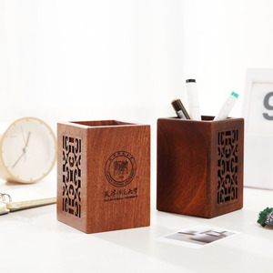 Porte-stylo de bureau en bois d'ébène avec décor ajouré, un ornement créatif pour étudiants et bureaux, porte-stylo multifonctionnel en bois - Product Image 1