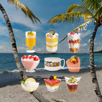 Gobelets en plastique transparent à paroi simple DD2510, diamètre 90 mm, pour desserts, glaces, poudings, vins et apéritifs de fête