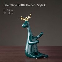Support à bouteille de vin en céramique vert émeraude moderne, sculpture de cerf avec bois de cerf doré, porte-bouteille à vin rouge, cadeau pour bar à domicile ou table à manger