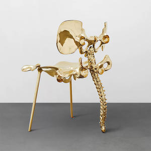 Sedia Singola Moderna di Lusso Italiana, Sedia Alta di Fascia Alta in Ottone e Osso per Sala da Pranzo, Casa, Ufficio, Villa, Bar, Sedia in Rame Puro per Soggiorno - Product Image 6