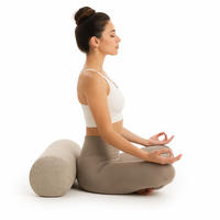 Coussin de yoga cylindrique personnalisé avec logo - Coton perlé et lin, coussin de méditation lavable, pliable, faible MOQ