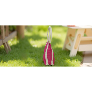 กระเป๋าโท้ทผ้ากระสอบสำหรับผู้หญิง กระเป๋าโท้ทผ้ากระสอบพร้อมหูหิ้วแบบถักบุนวม ราคาถูก คุณภาพสูง ผลิตในอินเดีย สีชมพูและสีขาว - Product Image 3