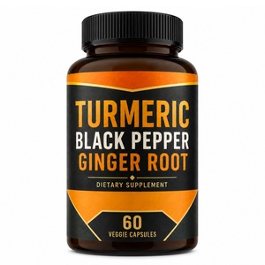 Nouvelles capsules de curcuma biologique, gingembre et poivre noir 1000 mg - Soutien antioxydant, métabolisme articulaire, santé - 60 capsules pour adultes - Product Image 1