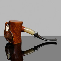 MUXIANG Pipe à tabac en bois sculpté à la main en forme de bruyère d'éléphant Pipe à fumer à tige Cumberland