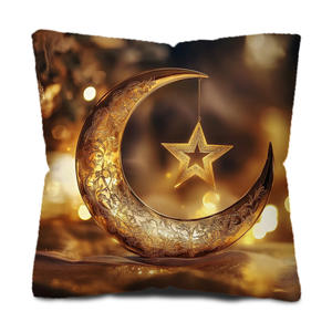 Fodera per cuscino bohémien marrone scuro con intricato disegno islamico a <span class=keywords><strong>mezzaluna</strong></span> e stella, decorazione dorata, cuscino moderno - Product Image 5