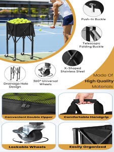 Oem Lichtgewicht Tennisbal Pickleball Hopper Basket Sport Aluminium Opvouwbare Tennisbalkar - Product Image 3