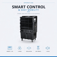 Refroidisseur d'air évaporatif mobile sur roulettes noir 12000 CMH, réservoir d'eau 60L, ventilateur de refroidissement d'air commercial facile à déplacer pour atelier