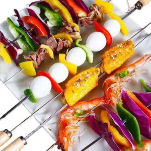 Vente en gros de brochettes à kebab de 33 cm, brochettes à griller réutilisables en acier inoxydable, bâtonnets de barbecue avec manche en bois - Product Image 2