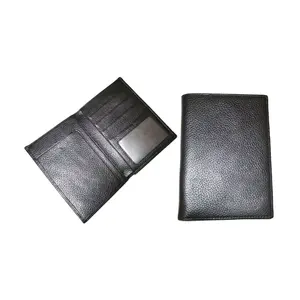 Pasokan pabrik Logo desain kustom dompet pria kulit asli ramping lembut minimalis sederhana/sampul dompet paspor