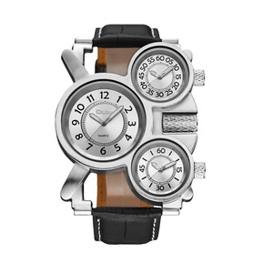 Orologio da uomo OULM Oulai con cassa in lega, all'ingrosso, per il commercio estero, in promozione, al quarzo, multi-fuso orario, con cinturino in pelle, modello 1167, casual, con lancette, impermeabile 10m - Product Image 5