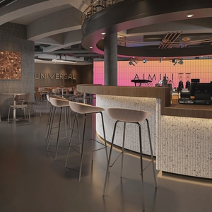 ออกแบบบาร์สไตล์อินดัสเทรียลโมเดิร์นพร้อมพื้นผิวเทอร์ราซโซ่ ออกแบบเคาน์เตอร์บาร์รูปวงรีตามสั่งสำหรับ<span class=keywords><strong>ร้าน</strong></span>กาแฟและร้านค็อกเทล - Product Image 3