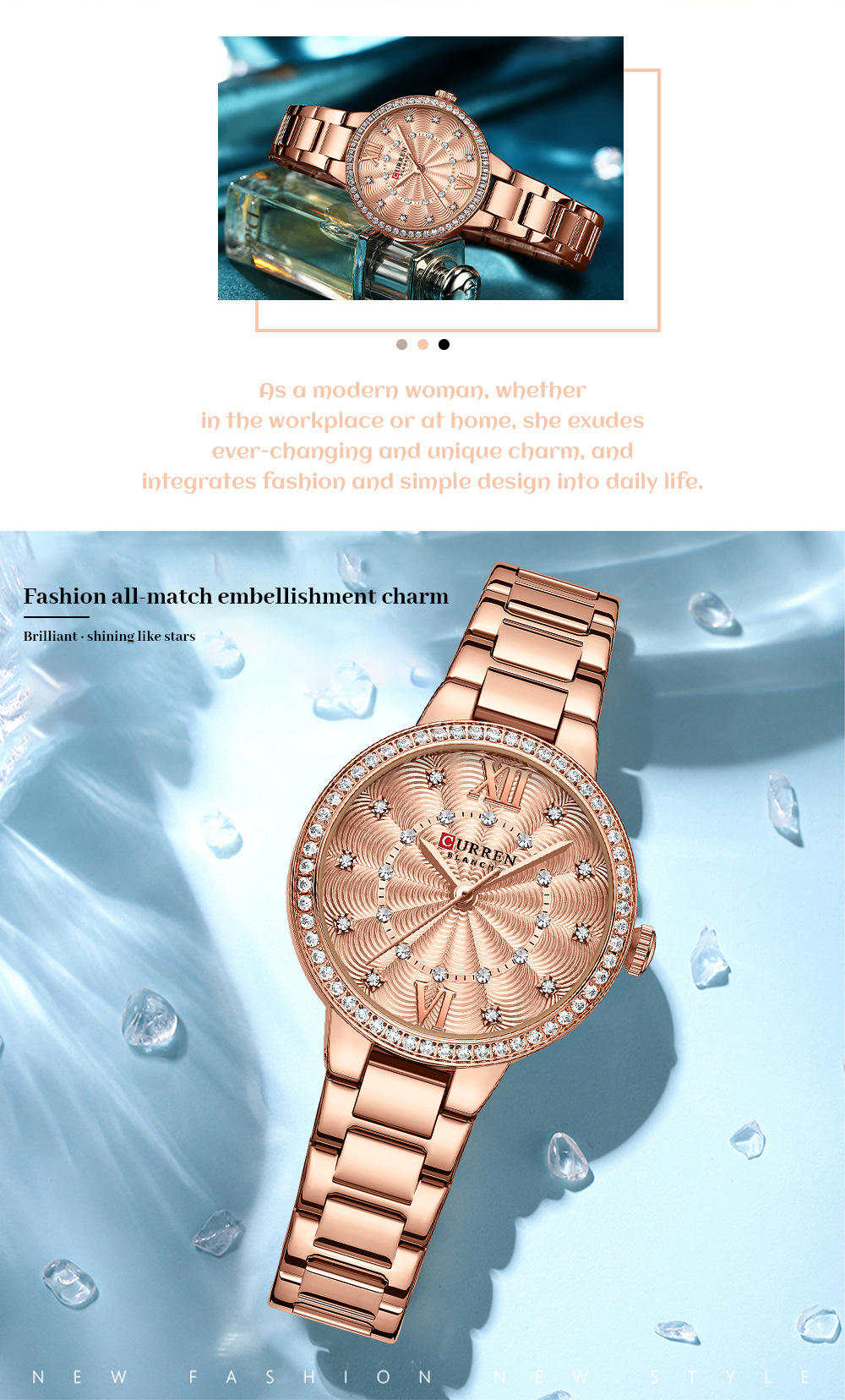 CURREN — montre-Bracelet en acier inoxydable pour femmes, marque de luxe, Bracelet classique décontracté, horloge, 9085