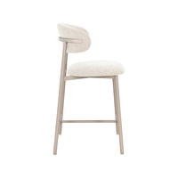 Tabouret de bar rembourré à hauteur de comptoir, chaise de bar rectangulaire arrondie avec dossier rembourré et structure en métal beige clair mat