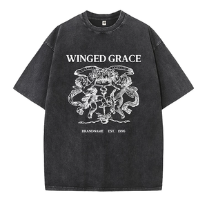 T-shirt da <span class=keywords><strong>uomo</strong></span> retrò effetto acid-wash, distressed, vestibilità ampia, stile streetwear, a maniche corte, stampata, personalizzabile - Product Image 3