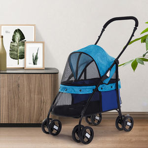 ポータブルペット犬ベビーカー旅行ペットトロリーキャリアメッシュ窓付き - Product Image 2