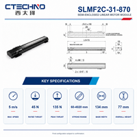 Módulo de Motor Lineal de Posicionamiento de Accionamiento Directo de Alta Velocidad CTECHNO SLMF2C-31-870, Recorrido de 870 mm para Automatización de Laboratorio