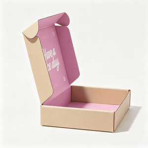 Boîte d'expédition en <span class=keywords><strong>carton</strong></span> ondulé Kraft, rose à l'extérieur et rose à l'intérieur, avec slogan personnalisé à l'intérieur, <span class=keywords><strong>pliable</strong></span>, petite boîte d'emballage pour colis - Product Image 3