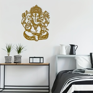 Décoration murale en métal <span class=keywords><strong>2D</strong></span> en forme d'éléphant, symbole hindou de l'éléphant, idéale pour la décoration intérieure et les cadeaux de pendaison de crémaillère, décoration en fer. - Product Image 3