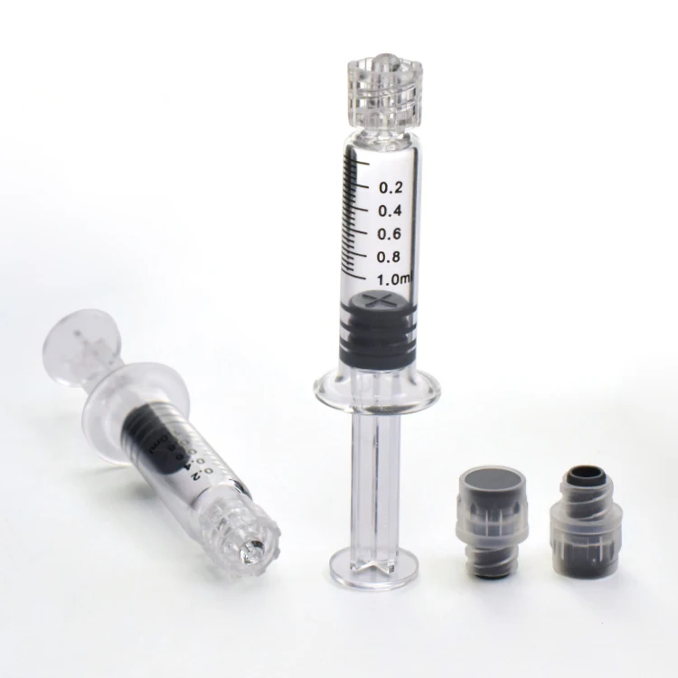 1 мл стеклянный шприц с замком Luer для масла CBD 1cc предварительно заполненное масло OEM упаковка