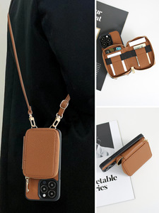 RFID blocco cerniera custodia a portafoglio per <span class=keywords><strong>iPhone</strong></span> Flip Pu in <span class=keywords><strong>pelle</strong></span> borsetta <span class=keywords><strong>Cover</strong></span> del telefono con titolare della carta e tracolla cordino - Product Image 2