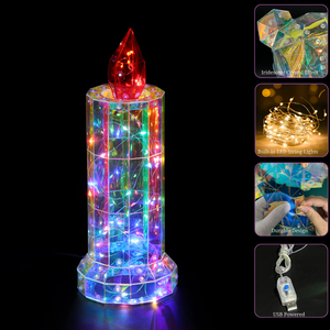 Lampe LED 3D prismatique irisée, lumière de bougie holographique RGB, alimentée par USB, écologique, faite à la main, lampe décorative moderne, décoration de la maison - Product Image 2