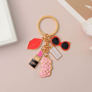 New Metal Lipstick Wallet Sunglasses Red Lip Pendant Keychain Fashionable Girl <b>Bag</b> Pendant Decoration <b>Gift</b> - Product Image 5