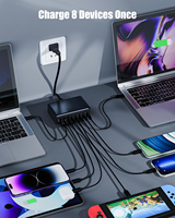 Bloc chargeur USB C 440W 8 ports GaN III Station de charge rapide 100W PD QC Adaptateur secteur pour ordinateur portable Hubs USB
