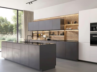 Îlot de cuisine en bois et marbre préfabriqué CBMmart avec rangement