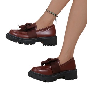 Chaussures en cuir à talon épais et semelle compensée, style britannique, nouvelle collection automne, grandes tailles, pour femme - Product Image 5