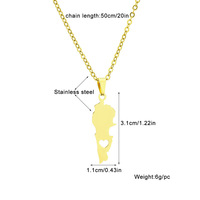 Usine Liban Carte Chaîne Collier En Acier Inoxydable Argent 18K Plaqué Or Liban Carte Pendentif avec Coeur Collier