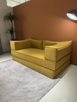 Canapé-lit d'angle contemporain extensible une place avec rembourrage en éponge à haute densité et revêtement en tissu, idéal pour appartement modulaire