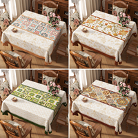 Nappe Florale Américaine Imperméable et Anti-Taches, Sans Lavage Ni Repassage, Housse de Table Haut de Gamme Personnalisée pour Cuisine et Maison
