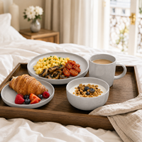Service de vaisselle en céramique gris mat style nordique, en grès moucheté, compatible lave-vaisselle, assiettes, bols et tasses