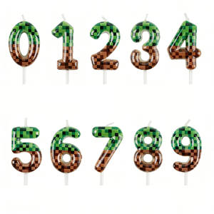 Velas con Números Temáticas de Videojuegos, Velas de Cumpleaños con Dígitos del <span class=keywords><strong>0</strong></span> al 9 para Decoración de Pasteles de Fiesta de Cumpleaños Infantiles al Estilo <span class=keywords><strong>Minecraft</strong></span> - Product Image 1