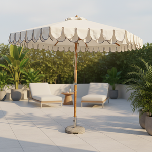 <span class=keywords><strong>Parasol</strong></span> de jardin vintage de luxe, grande taille, pliable, personnalisé, bord festonné Bali, franges roses, pour pique-nique, piscine, plage, terrasse extérieure - Product Image 1