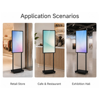 Kiosco de Publicidad Digital Móvil con Pantalla LCD Vertical de 43 Pulgadas, Doble Poste, con Ruedas, para Promoción en Tiendas Minoristas