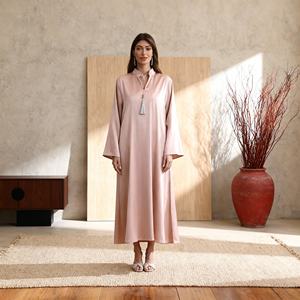 Abaya de luxe personnalisée avec franges en strass thermocollants en polyester pour femmes musulmanes, robe de soirée - Product Image 1