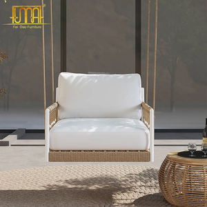 Ghế Tay Ghế Sofa XÍCH ĐU Ngoài Sân Dây Đan Với Đệm Màu Trắng - Product Image 3