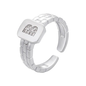 Nuevo Anillo Ajustable de Cobre con Baño de Plata y Circonitas, Diseño de Letra Inicial, Joyería de Moda al por Mayor - Product Image 4