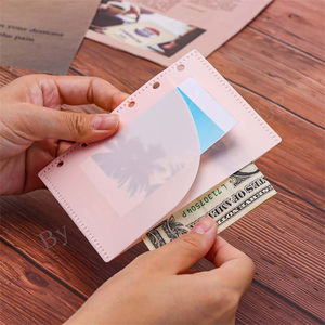 A6 A7 pembe buzlu PP nakit zarflar bölücü 2 cepler gevşek yaprak Zipless para zarflar dergisi bütçe bağlayıcı cepler 6 delik - Product Image 2